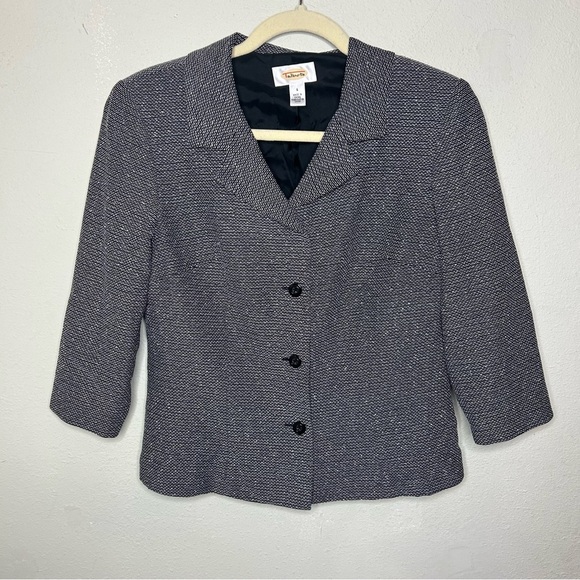 Vintage Talbots Black and White Blazer Structured Suit Jacket Size 4 - Picture 1 of 8